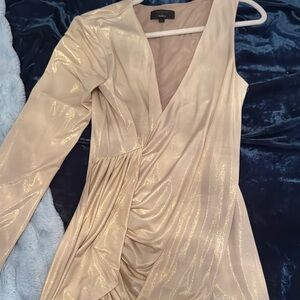Michael Costello x REVOLVE Gold Wrap Dress